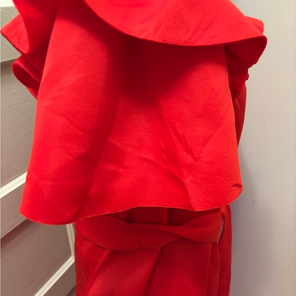 Red One-Shoulder Ruffle Dress - Picture 4 of 7